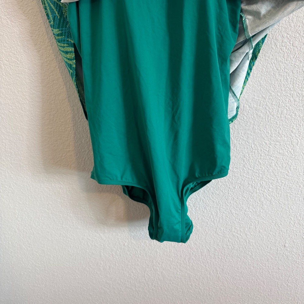Lands End Womens 22W Swim Dress Green Palm Leaf Print Chlorine Resistant New - Picture 3 of 7